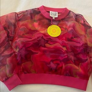 Alden Adair Pink and Red Sheer Top